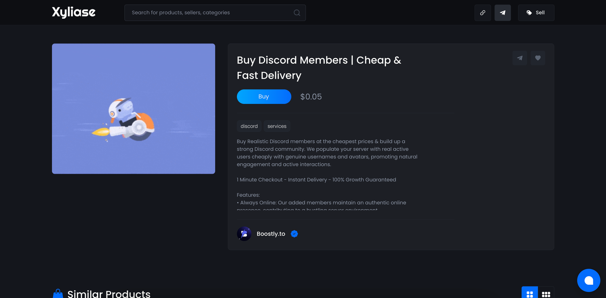 Purchase Page for Discord Member Boost.